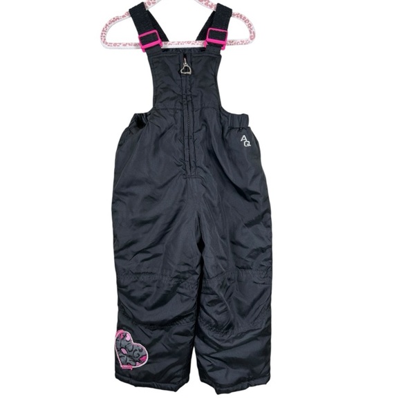 AQ Explore The Unknown Girls Bib Snow Pants Sz 18 Month Pink Black - Picture 1 of 9